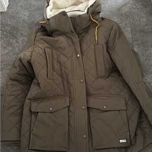 Hunter Quilted Olive Puffer Jacket with Hood